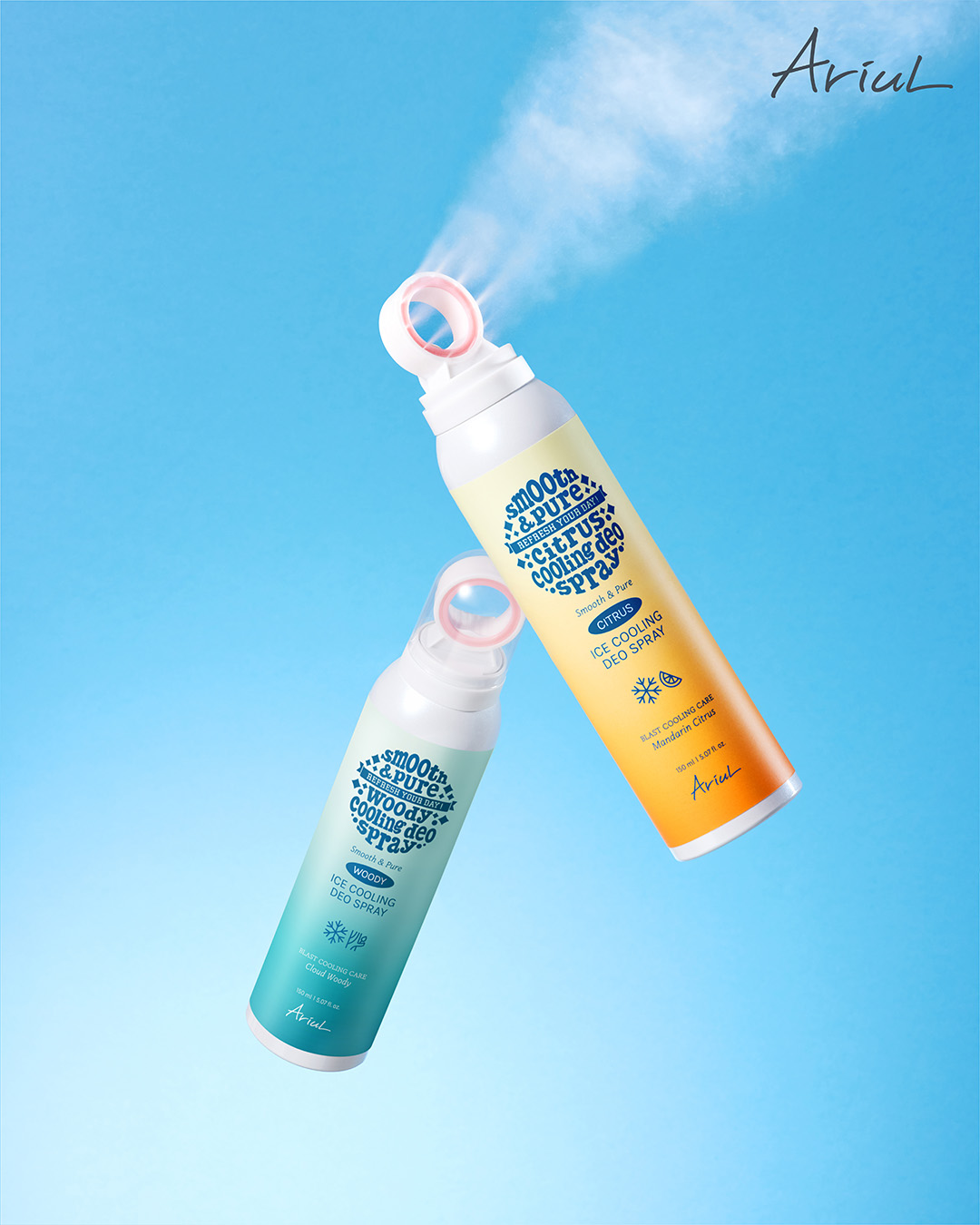 아리얼 스무스 앤 퓨어 아이스 쿨링 데오 스프레이 150ml 2종